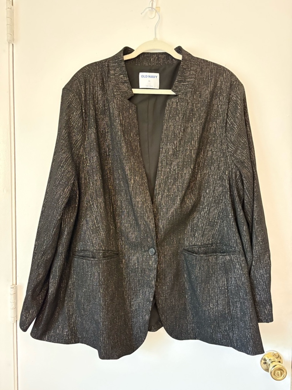 Old Navy Metallic Charcoal Open-Collar Blazer